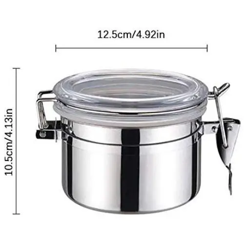 FidgetKute Stainless Steel Tea Coffee Beans Food Snack Candy Storage Jar Tins Container Box B: 12.510.5cm One Size FidgetKute Stainless Steel Tea Coffee Beans Food Snack Candy Storage Jar Tins Container Box B: 12.510.5cm One Size