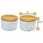 2pc Porcelain Kitchen Canister Set with Bamboo Lids ? Sky Blue Marble Containers with Airtight Seal ? Sugar, Coffee, Flour or Food Storage Jar -Hold 30 oz. 6