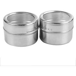 Magnetic spice jars, SUNJULY spice shaker stainless steel with transparent top Ideal for dried herbs, oregano, basil, paprika 2 pieces / 4 pieces / 6 pieces, silver