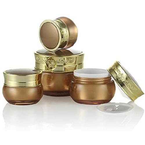 Erioctry 1PCS 10ml/15ml/30ml Leere Gold Upscale Refillbare Acryl Make-up Kosmetik Gesichtscreme Lotion Jar Flasche Behälter mit Liner und Schmetterlingsgravur Schraubdeckel (30ml / 1oz)