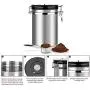 Sanlinkee Airtight Coffee Canister, Large Stainless Steel Tea & Coffee Storage for 22.8oz Coffee Beans,Canister with co2 Valve, 30ml Measure Spoon,70 ml Mini Travel Jar and Calendar Wheel Sanlinkee Airtight Coffee Canister, Large Stainless Steel Tea & Coffee Storage for 22.8oz Coffee Beans,Canister with co2 Valve, 30ml Measure Spoon,70 ml Mini Travel Jar and Calendar Wheel
