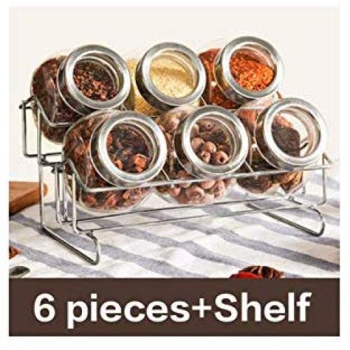 1Pcs1 Pcs 180Ml Glass Sealed Cans/Food Storage Jar Spice Teas Beans Candy Preservation Bottle Storage Tool,6Pcs And Shelf