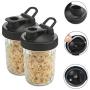 4 Pack Plastic Wide Mouth Mason Jar Flip Cap Lid for Ball & Kerr Mason Jar, Great for Drinking & Food Storage (Black)