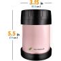 Small Thermos - Food Jar for Women, Men & Kids - Stainless Steel Thermo Lunch Box - Travel Metal Container - Hot Food, Soup (Baby-Pink)