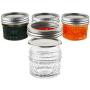 Mason Jars with Glass Lids 4 oz - Nellam Small Canning Jelly Jar Wide Mouth in Quilted Crystal for Airtight Kitchen Storage, Baby Food, Party Favors - Freezer & Microwave Safe - Set of 24, Silver