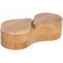 Lilys Home Double Round Bamboo Container, Spices Storage Jar, Salt and Pepper Wooden Box