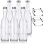 12 oz Clear Glass Vintage Bottle with Silver Aluminum Cap (6 pack) + Labels for Sauce, Dressings, Syrup, and Marinades