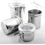 4-teiliges Edelstahl-Airtight-Behälter-Set von Foraineam mit Klarsichtdeckel und Verriegelungsklammer zur Lebensmittel- und Mehlaufbewahrung für Kaffee, Tee, Snacks