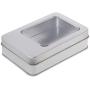 Milue Rectangular Tin Silver Storage Box Case Organizer with Half Clear Window Lid (04#)