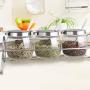 BESTONZON Seasoning box sugar bowl with lid and spoon glass salt pot pepper storage jar - 2pcs