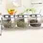 BESTONZON Gewürzebehälter Zucker Schüssel mit Deckel und Löffel Glas Salzpfanne Pfeffer Vorratsglas - 2 Stück