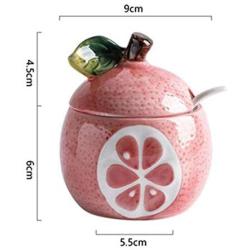 Ceramic Unseal Fruit Shape Storage Jar Minimalist Cute Coffee Sugar Tea Storage Bottle Organizer Decor Home,Red Pomelo