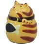 Ebros Ceramic Feline Orange Tabby Fat Cat With Giant Fish Belly Cookie Jar 7.25&quotTall Decorative Kitchen Accessory Figurine As Decor of Cats Kittens or Kitty