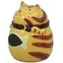 Ebros Keramik Katzen Figur Orange Tabby Dickbaucher mit Riesenfisch Bauch Cookie Jar – 18,4 cm Dekoratives Küchenaccessoire Figur für Katzen, Kitten oder Kitty