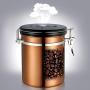 1Pc Stainless Steel Coffee Bean Sealing Can 500G Tea Sugar Storage Tanks With Exhaust Valve Vacuum Seal Storage Bean Container,Silver