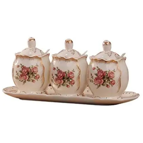 Mini Spice Jars Ceramic Spice Jar European Creative Salt Can Set – Kleine Gewürzgläser, Keramik, Europäisches Kreatives Salzbehälter Set