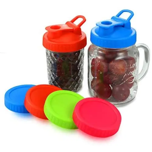Lot de 6 couvercles larges pour bocaux Mason, compatibles Ball, Kerr et autres, incluant 2 couvercles rabattables anti-fuite et 4 couvercles hermétiques. Lot de 6 couvercles larges pour bocaux Mason, compatibles Ball, Kerr et autres, incluant 2 couvercles rabattables anti-fuite et 4 couvercles hermétiques.