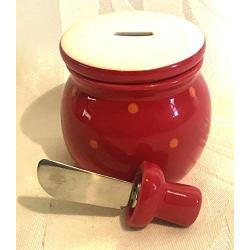 Jam jar with spread knife comes in variety of colors