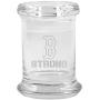 Clear Glass Herb Stash Jar with Lid 2.75 oz with Boston Strong Logo from Smoke Promos