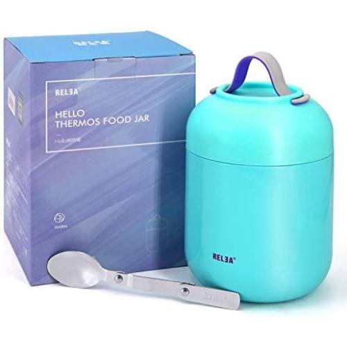 Insulated Lunch Containers, 34 Oz Stainless Steel Hot Food Container for Kids, Coffled Vacuum Seal Metal Lunch Food Containers, Food Warmer Bento Lunch Box with Spoon, Insulated Ice Bucket Food Jar