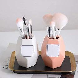 Makeup Brush Ceramic Storage Jar Pink Ceramic Storage Bottle Cosmetic Storage Organizer Pen Holder Desktop Ceramic Container,White