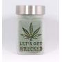 Stash Jar with Pot Leaf and Lets Get Wrecked Design - Smell Resistant Herb Storage and Accessories, Airtight - 3" Tall x 2" Wide