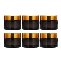 6 Pack 1 oz Glass Jars with Lid, Empty Amber Glass Bottle, Refillable Cosmetic Vials for Face Cream, Salve, Lotion, Ointment