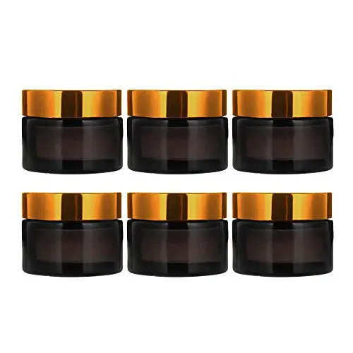 Tragbarer Kosmetikbehälter, Reise-Cremabehälter, 6 Stk. Auffüllbare Behälter 30 ml, Braunes Glasgefäß mit Transparentem Innenbehälter für Kosmetik, Creme, Lotion, ätherische Öle