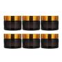 Cosmetic Container Portable Travel Cream Jar Empty Amber Glass Bottle, 6 Pcs 30 ml Refillable Container Brown Glass Jar, Lid and Lining Transparent Jar for Cosmetic Cream Lotion Essential Oil