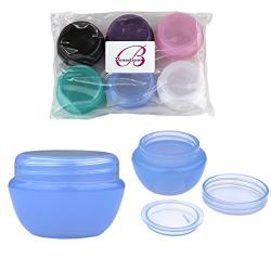 Beauticom 10G/10ML Frosted Container Jars with Inner Liner for Scrubs, Oils, Salves, Creams, Lotions, Makeup Cosmetics, Nail Accessories, Beauty Aids - BPA Free (6 Pieces, Mix Colors)