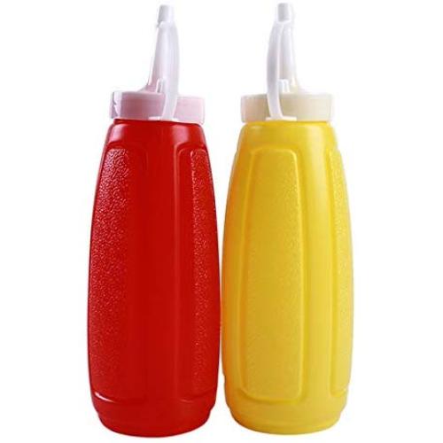 Winwinfly Clear Plastic Squeeze Bottles with Cap Lids Cooking Tools Storage Containers for Sauce Oil,Style 2