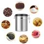 Airtight Coffee Can 1500ML Smooth Surface Portable Sealed Stainless Steel Container Can Jar with Vent Valve Coffee Storage Containers