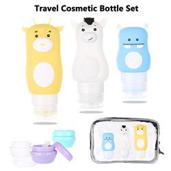 CamRom Portable Travel Bottles Set with Clear Zip Bag, Folding Hangers,Spatulas,Cream Jars,Leakproof,Refillable,Cosmetic Silicone Containers With The Suction Cup for Shampoo,Lotion(Set of 10)