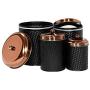 Amici Home Collection, 7CDI030AS4R, Ashby Copper Metal Storage Canister, Assorted Set of 4 Sizes, Black/Gold