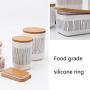 OnePine Food Storage Canister with Seal Bamboo Lids, Square Ceramic Storage Jar for Tea Sugar Coffee Spice Nut (300ml/10.16 oz)