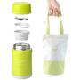 Student Stainless Steel Feeding Bowl 15 Ounce Food Jar with Foldable Spoon Insulated Baby Food Container Thermal Bowl for Kids, Kids Lunch Box with Carrying Bag and Spoon 450ml (Black Food Jar)