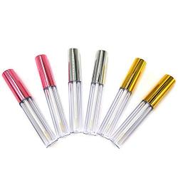 Refill Empty Lip Gloss Tubes, Reusable Lip Gloss Container with Golden,Silver and Pink Wand Caps 5ml/0.17oz 6 PCS