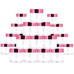 Beauticom 30 Pieces 30G/30ML(1 Oz) Round Clear Jars with Metallic ROSE GOLD Flat Top Lids for Herbs, Spices, Loose Leaf Teas, Coffee & Other Foods- BPA Free