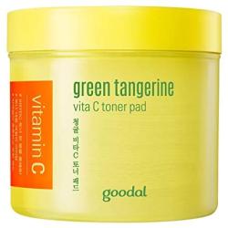 Goodal Green Tangerine Vitamin C Toner Pads with ‘5-IN-1’ Effect | Exfoliates, Tones, Brightens, Moisturizes, and Clears Sensitive Skin (70 PADS)