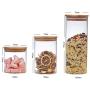 BESTONZON Clear Glass Jar Food Storage Container with Wooden Lid for Loose Tea, Coffee Bean, Sugar, Salt