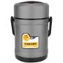 Ginyia Vacuum Insulated Lunch Box, 1.5L/2L Large Capacity 3 Layers Stainless Steel Thermal Food Jar Vacuum Thermal Insulated Food Container for Students, Adults(1.5L Black)