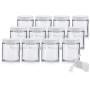 Clear Thick Glass Straight Sided Jar with White Metal Airtight Lid - 4 oz / 120 ml (12 pack) + Spatulas