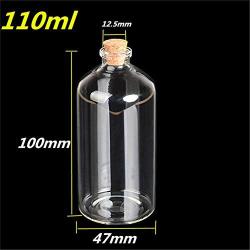 110ml Big Transparent Glass Cork Bottles Wholesale Vials Jars Empty Storage Wishing Bottles Decorative Gift DIY Jars 12pcs (12, 110ml)