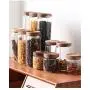 Bouteilles de Rangement en Verre avec Couvercles en Bambou Scellés, Pots de Rangement en Verre pour Servir le Thé, le Café, les Épices, les Bonbons, les Biscuits, 400ml Bouteilles de Rangement en Verre avec Couvercles en Bambou Scellés, Pots de Rangement en Verre pour Servir le Thé, le Café, les Épices, les Bonbons, les Biscuits, 400ml
