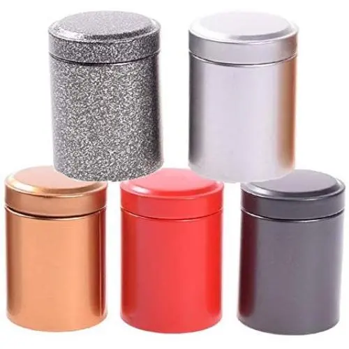 Ensemble de 5 boîtes de rangement pour thé et café - Joints pour boîtes de thé en métal - Idéal pour thé, café, herbes, bonbons, sucre, épices. Ensemble de 5 boîtes de rangement pour thé et café - Joints pour boîtes de thé en métal - Idéal pour thé, café, herbes, bonbons, sucre, épices.