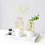Scandinavian Ceramic Iron Wire Vase Plant Hydroponic Jar Elegance Flower Detachable Storage Jar Minimalist Desktop Decor Art Vas,Middle Gold