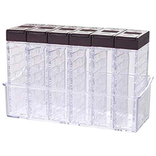 Lovhop Acrylic Transparent Seasoning Jar, Salt and Pepper Storage Container, 6 Sets