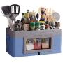 LYNNTLJ Plastic Spice Rack,Detachable Kitchen Seasoning Rack,for Spice Jar and Bottle Storage,Space-Saving/Blue / 42x21.5x20.5cm