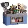 Étagère à épices LYNNTLJ, détachable, pour cuisine, organise vos pots et bouteilles d'épices, gain de place/Bleu / 42x21,5x20,5cm