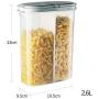 Storage Jars,Food Storage Containers With Airtight Lids,Cereal Storage Containers Airtight 2600Ml With Scale,Food Storage Tank Transparent 2Grid,Save Space,Durable,Grey